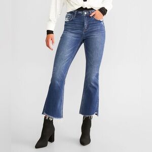 FLYING MONKEY | Dark Indigo High Rise Cropped Flare Stretch Jean